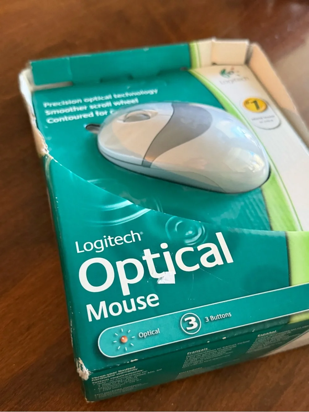 Vintage Logitech Optical Mouse USB PS/2 PC Mac New In Box Y2K Retro Computer